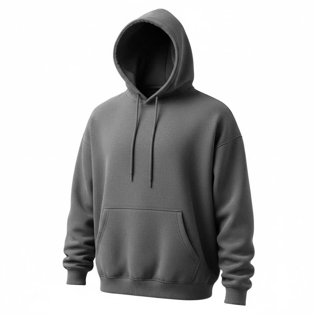 Oversized Drop Shoulder Hoodie Charcoal Grey