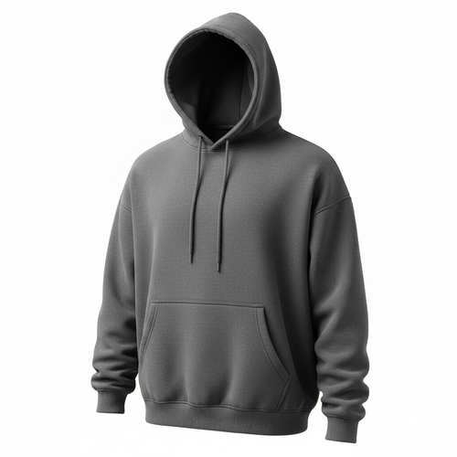 Oversized Drop Shoulder Hoodie Charcoal Grey