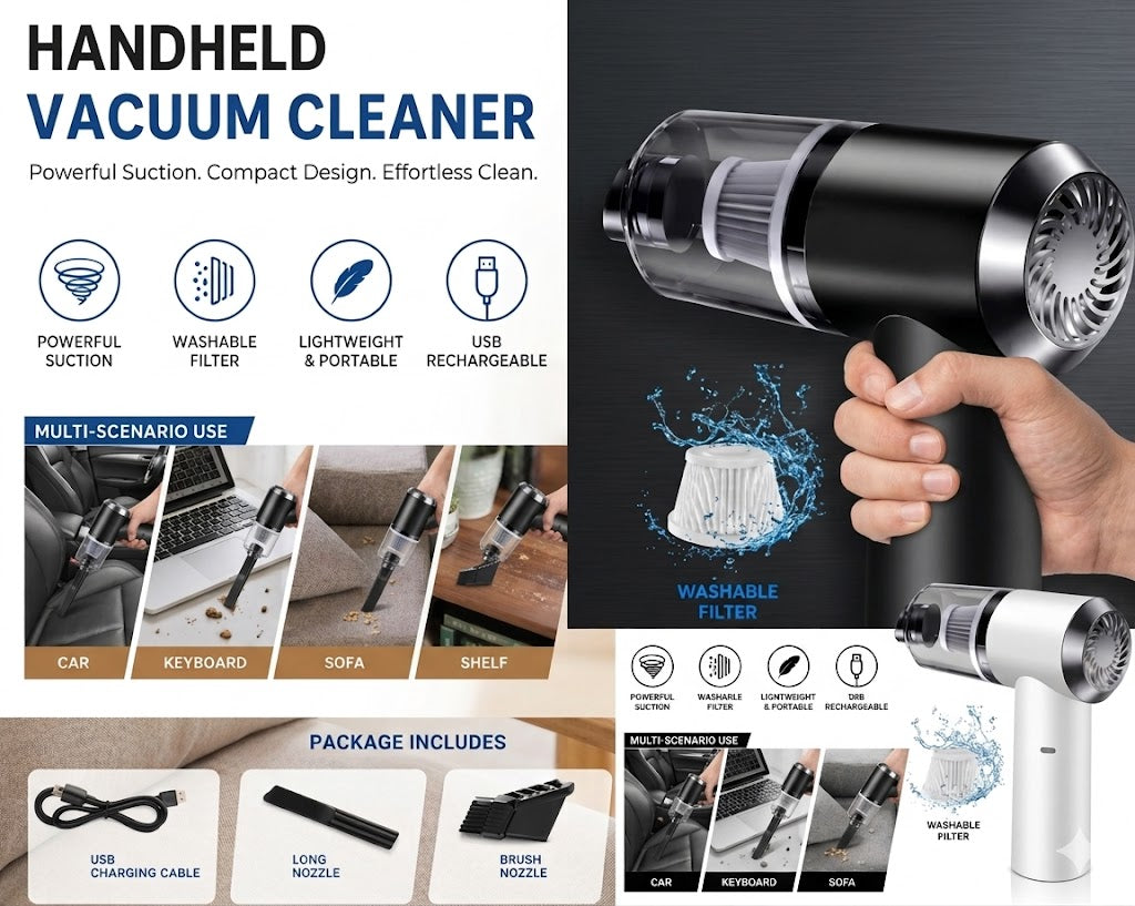 3-in-1 Cordless Vacuum Cleaner – Wet & Dry, Blower | Car & Home